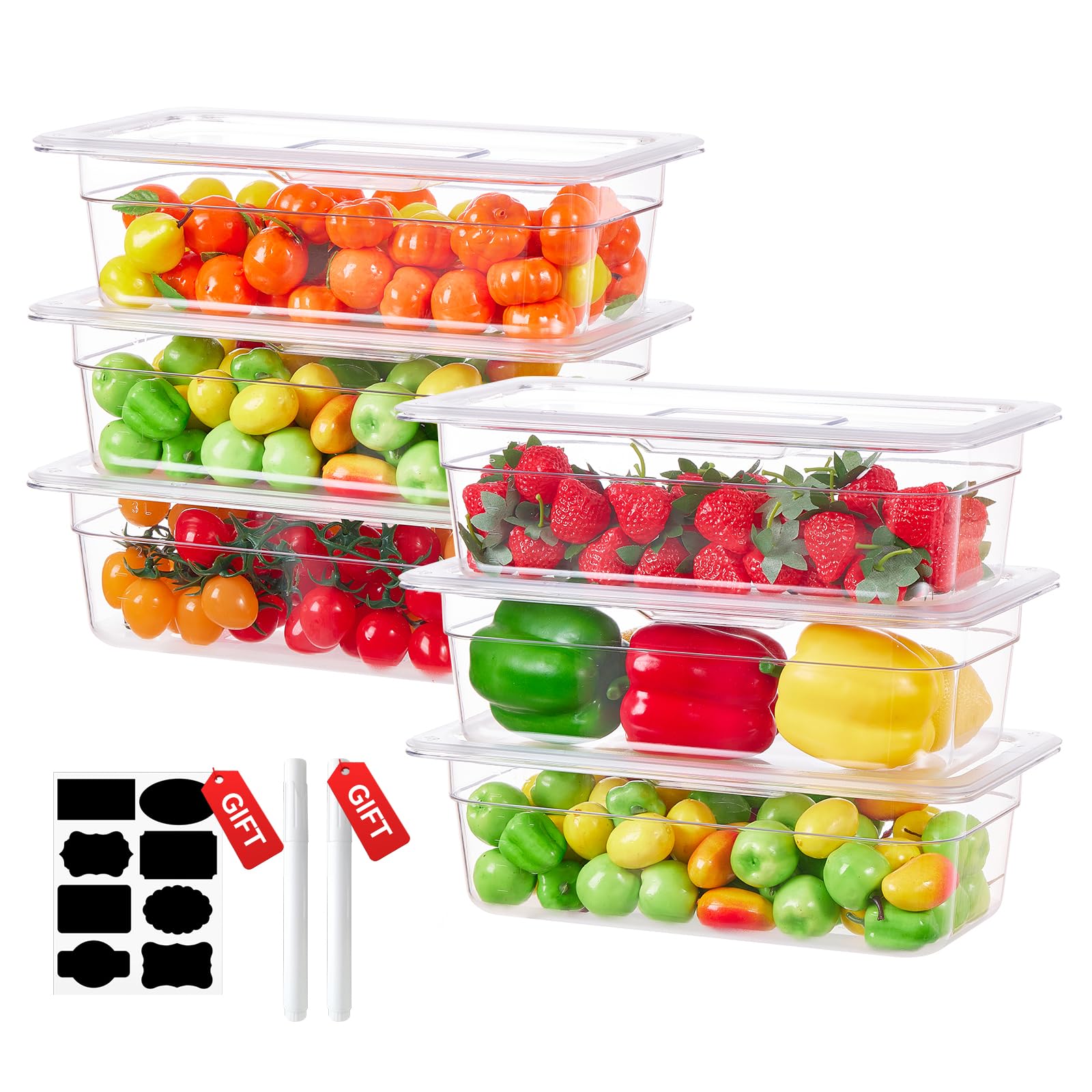 Photo 1 of 1/3 Size 2.5 Inch Clear NSF Polycarbonate Food Pan-9 PCS[Food Grade][Hot&Cold Resistant] Commercial Pans with Lids, Restaurant Food Storage Containers Hotel Pan(BPA-FREE)