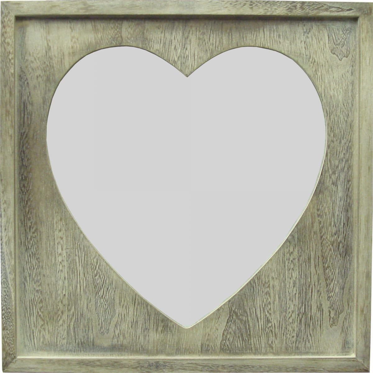 Home Furnishings Handcrafted Wooden Heart Shaped Mirror 49cm