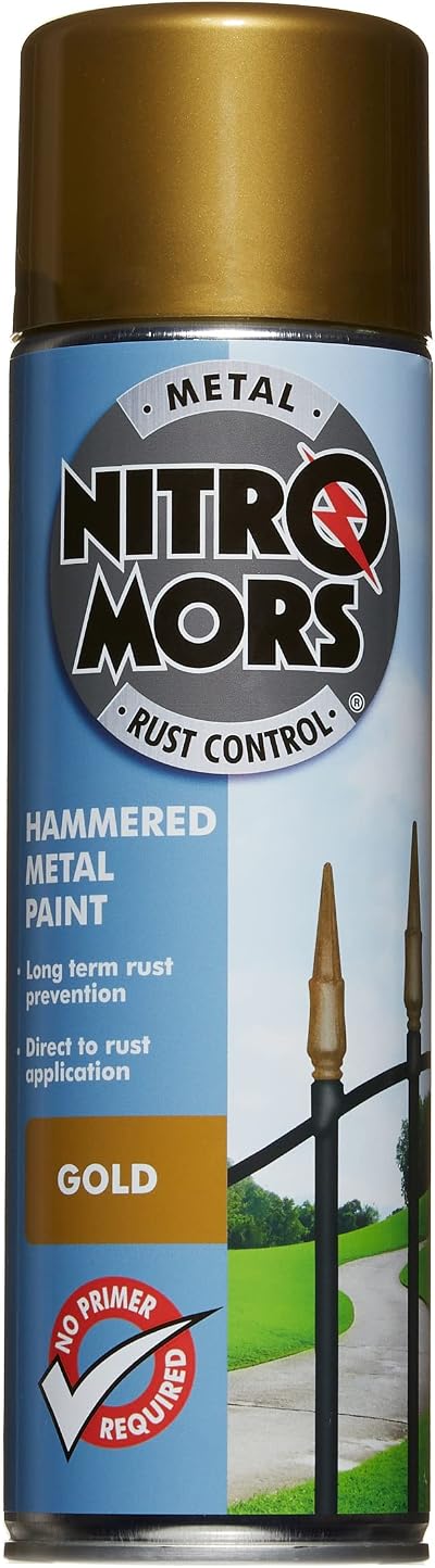 Nitromors Anti-Rust Hammered Metal Spray Paint Gold 500ml No Primer Needed