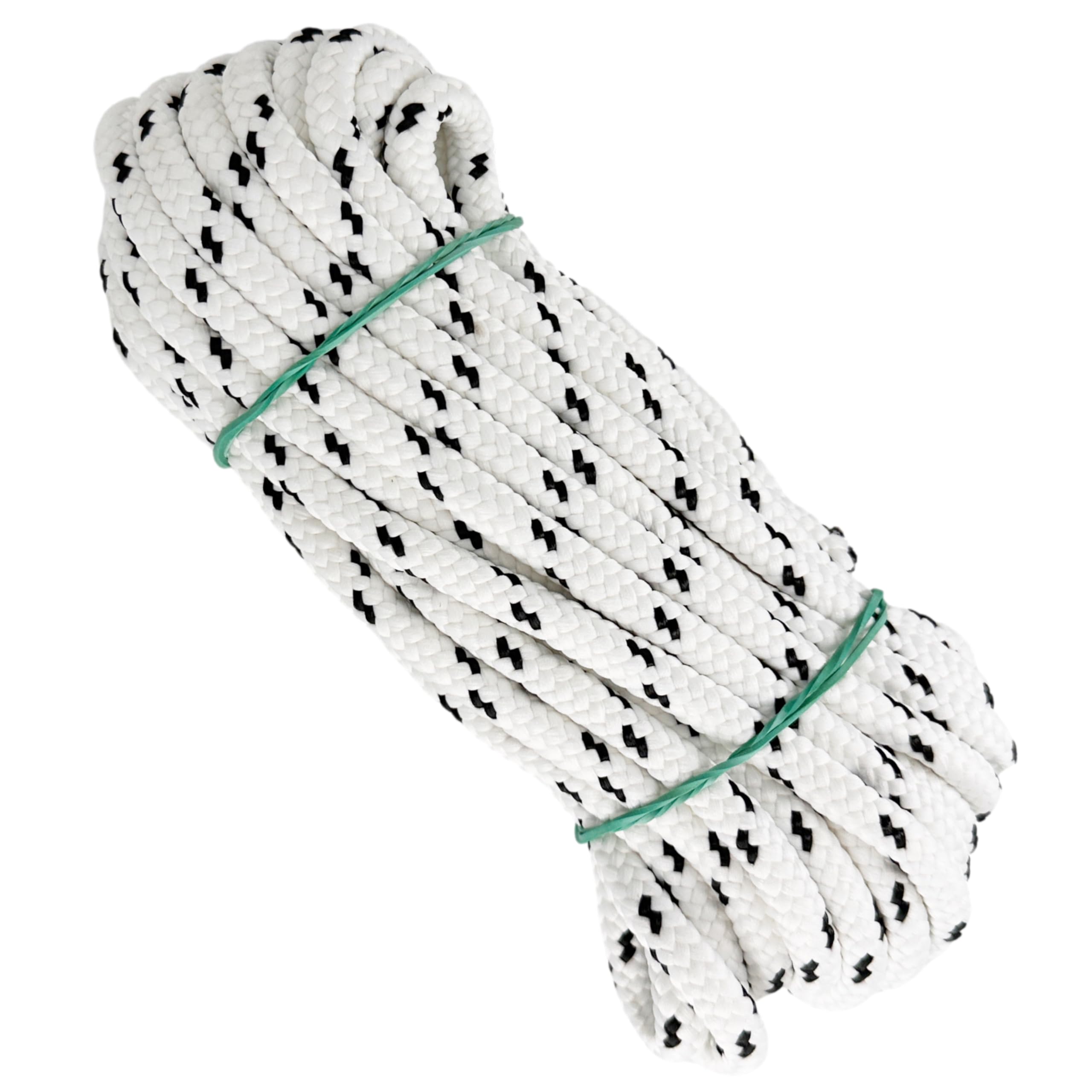 Matte polyester cord rope, 8MM * 10M, made in Spain, for DIY, awnings, camping, banners. White with Black — image 1