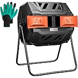 VIVOSUN Outdoor Tumbling Composter Dual Rotating Batch Compost Bin, 43 Gallon Orange Door