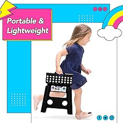 Delxo Folding Step Stool 13 Inch 2 Pack, Black