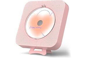 Yintiny Cute Pink CD Player with Bluetooth 5.0, Rechargeable Music Player for Home Decor, Portable Lovely Music Player, Remote Control, Support AUX in Cable&USB