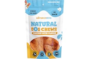 hotspot pets Pig Ears for Dogs (20 Pack), All-Natural Whole Dog Chews Pigs Ears, Single Ingredient & Highly Digestible | Rawhide Alternative for Small & Large Dogs
