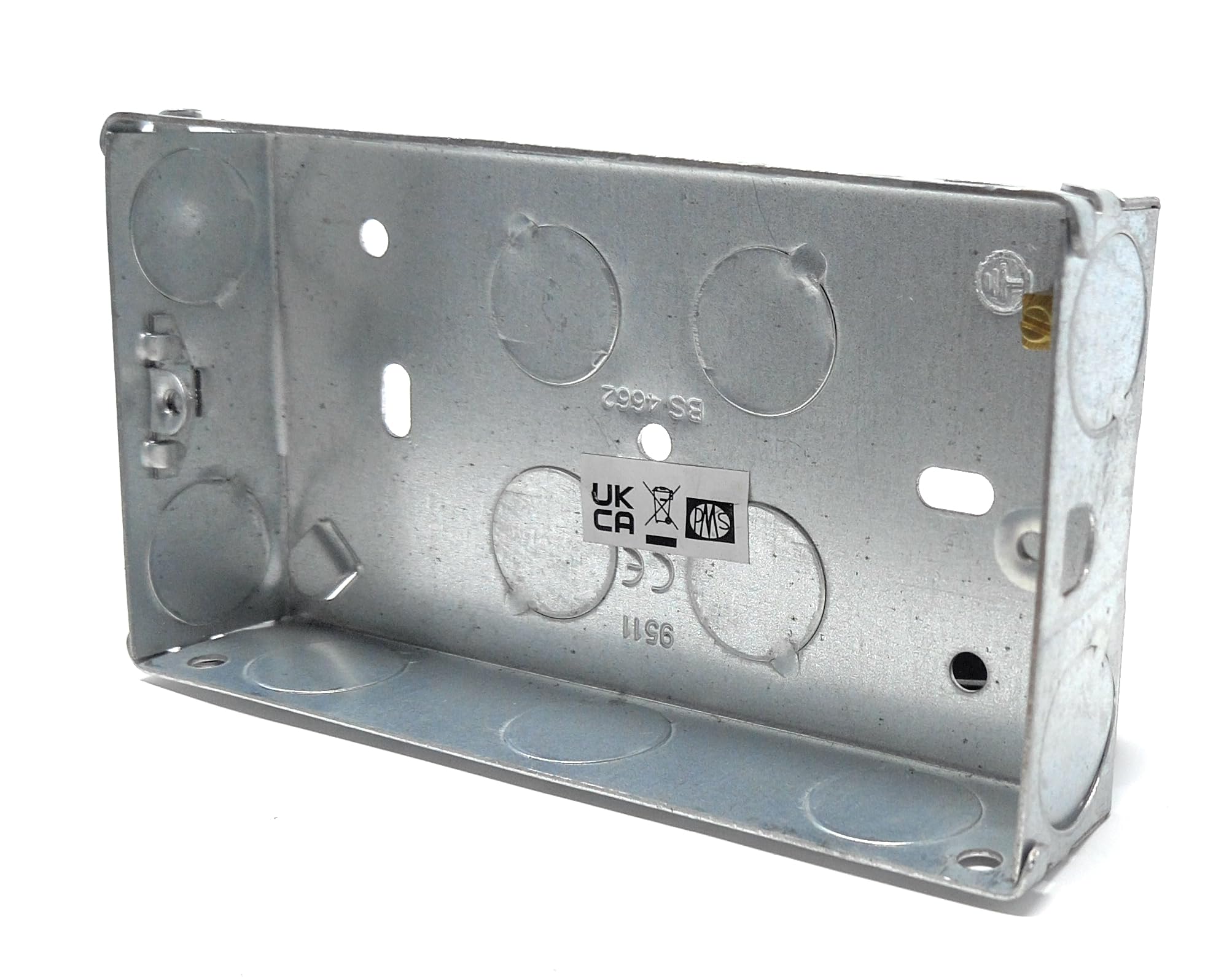 1pcs. 2 Gang Metal Surface Mount Back Box Pattress Box (25mm Deep) Fitted With Earth Terminals