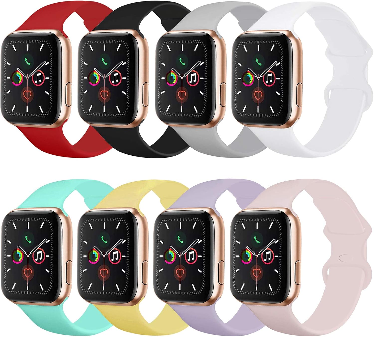 BMBMPT Sport Band for Watch 38mm 40mm 42mm 44mm, Soft Silicone Strap Replacement Bands for Watch Series 4, Series 3, Series 2, Series 1.