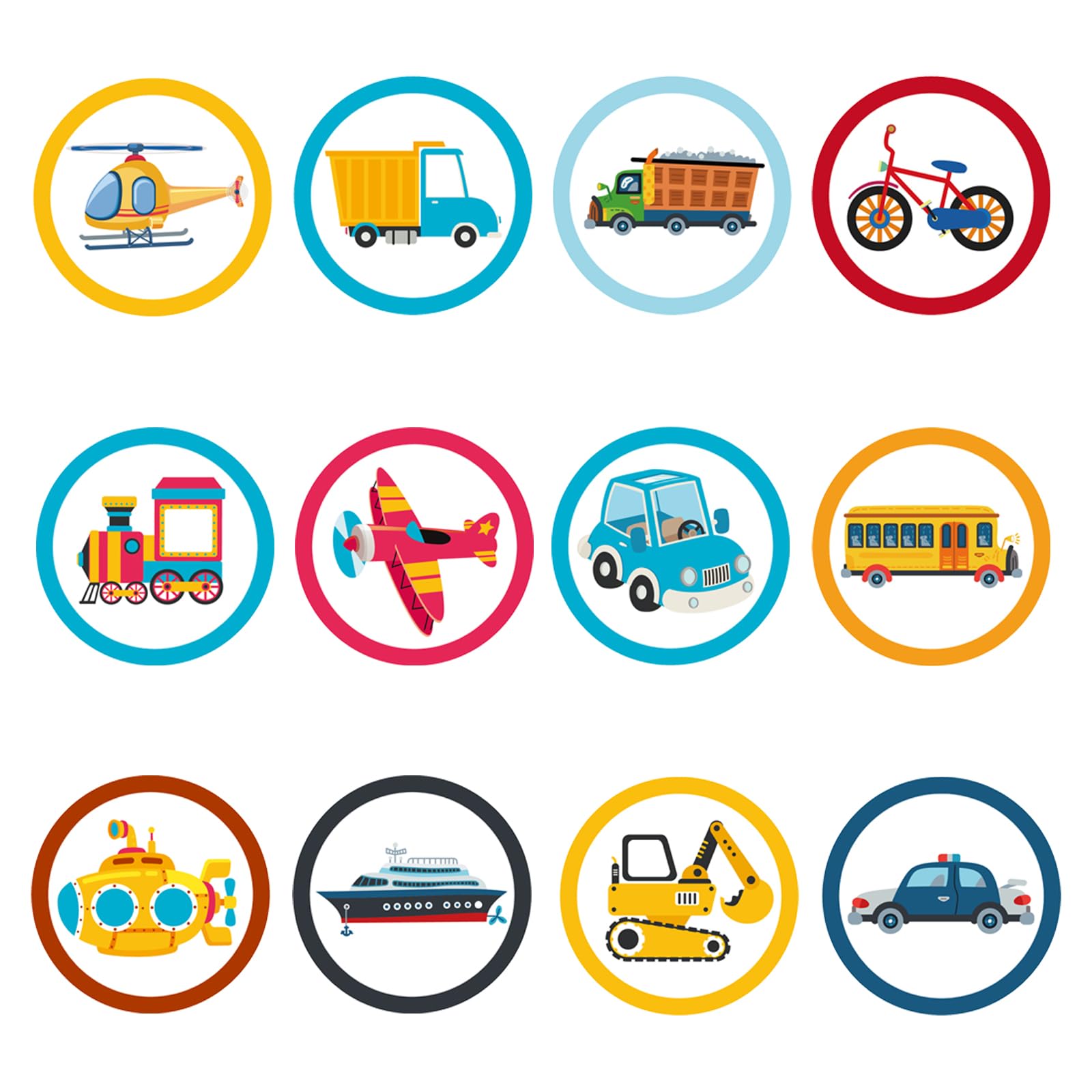 24 Sheets Potty Training Stickers, 12 Styles Color Changing Pee Stickers Cute Cartoon Toilet Target for Boys Girls Toddlers (Transportation Pattern)