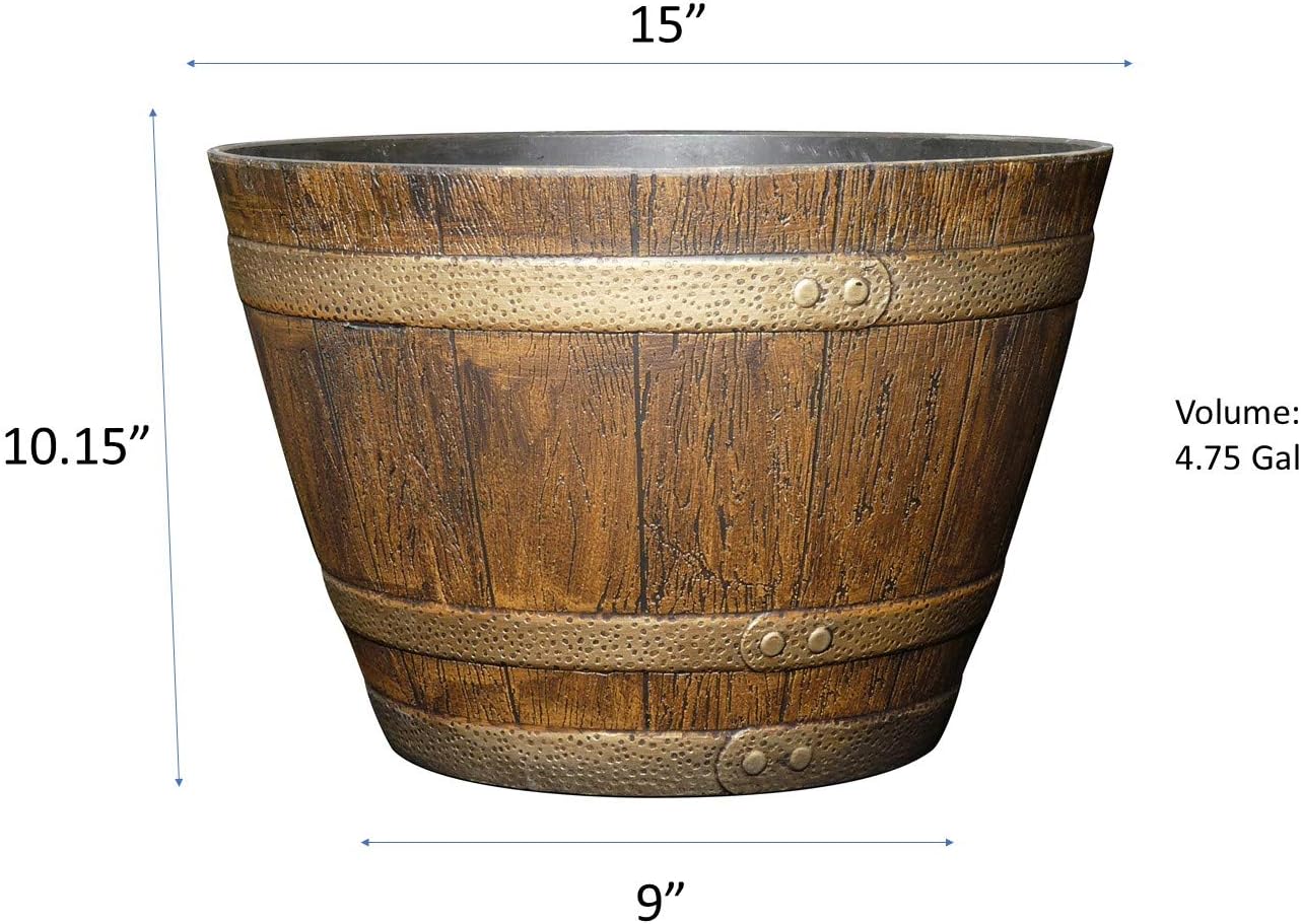 Classic Home and Garden 72 Whiskey Barrel, 15", Distressed Oak : Garden & Outdoor
