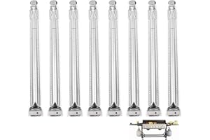 DcYourHome Grill Burners Replacement Straight Stainless Steel Burner Tubes for Grill Chef GR2039201-MM-00, Members Mark Gas Grill, 17 inch Pipe Burner for SAMS Club, Uniflame Grills (8 Pack Burner)