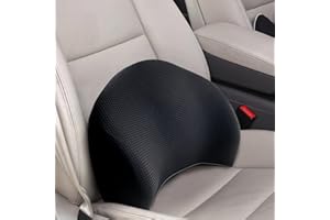 SPRFUFLY Lumbar Support Pillow for Car, 100% Memory Foam Lumbar Pillow with Breathable Removable Cover, Ergonomic Design - Back Pillow Lumbar Support Pillow for Car Seat/Back Pain Relief(Ice Silk Black, 1PC)