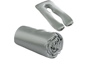 BALAPET Housse de coussin de grossesse en satin soyeux (taie d'oreiller uniquement) en forme de U, douce et respirante avec f