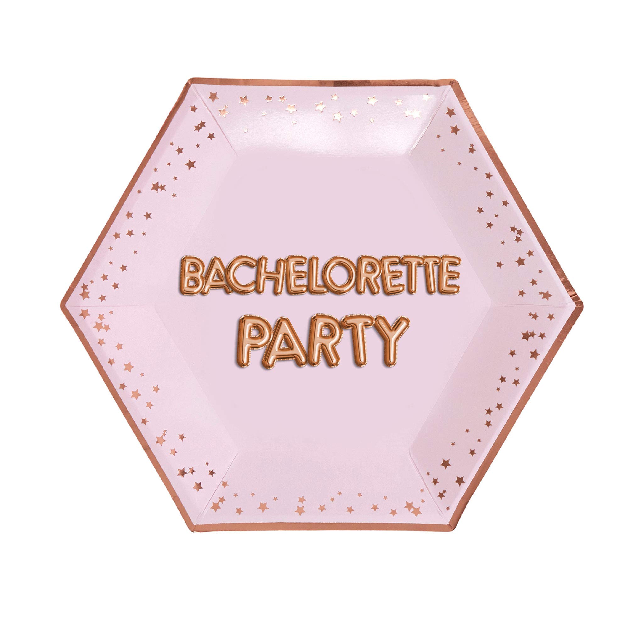 Neviti 774410 Glitz and Glamour Pink & Rose Gold-Large Plate-Bachelorette Party Paper, 27 x 0.5 x 27
