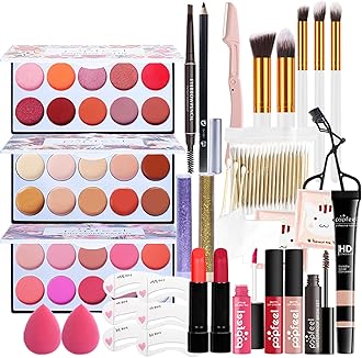FantasyDay All-in-one Holiday Makeup Gift Set | Makeup Kit for Women Full Kit Cosmetic Essential Starter Bundle Include Eyeshadow Palette Lipstick Blush Foundation Concealer Face Powder Lipgloss Brush
