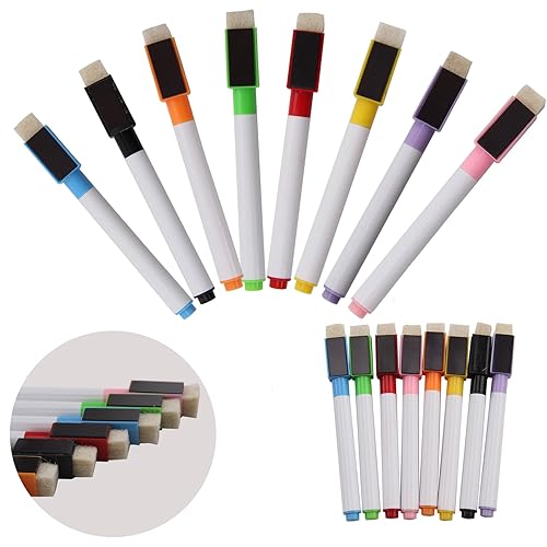 8 Colors Dry Erase White Board Markers Pens with Builtin