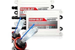 Genssi 55W AC HID Bundle with (1 Pair) Slim Ballast and (1 Pair) Xenon Bulb (8000K Ice Blue, 9006 (HB4))