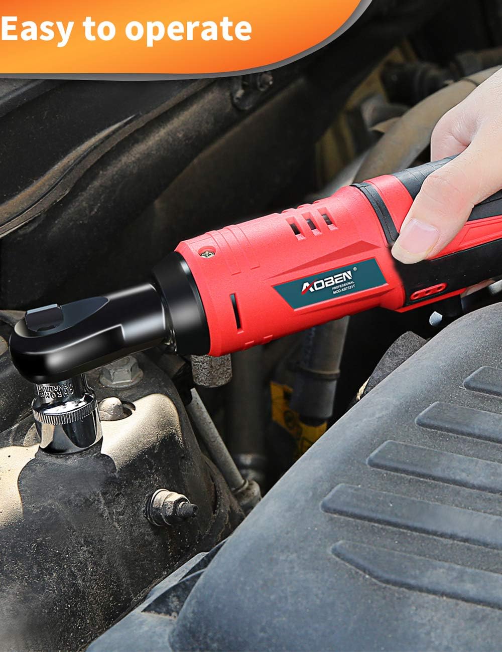 Cordless Electric Ratchet Wrench Set, AOBEN 3/8" 12V Power Ratchet Tool Kit With 2 Packs 2000mAh Lithium-Ion Battery And Charger: Home Improvement