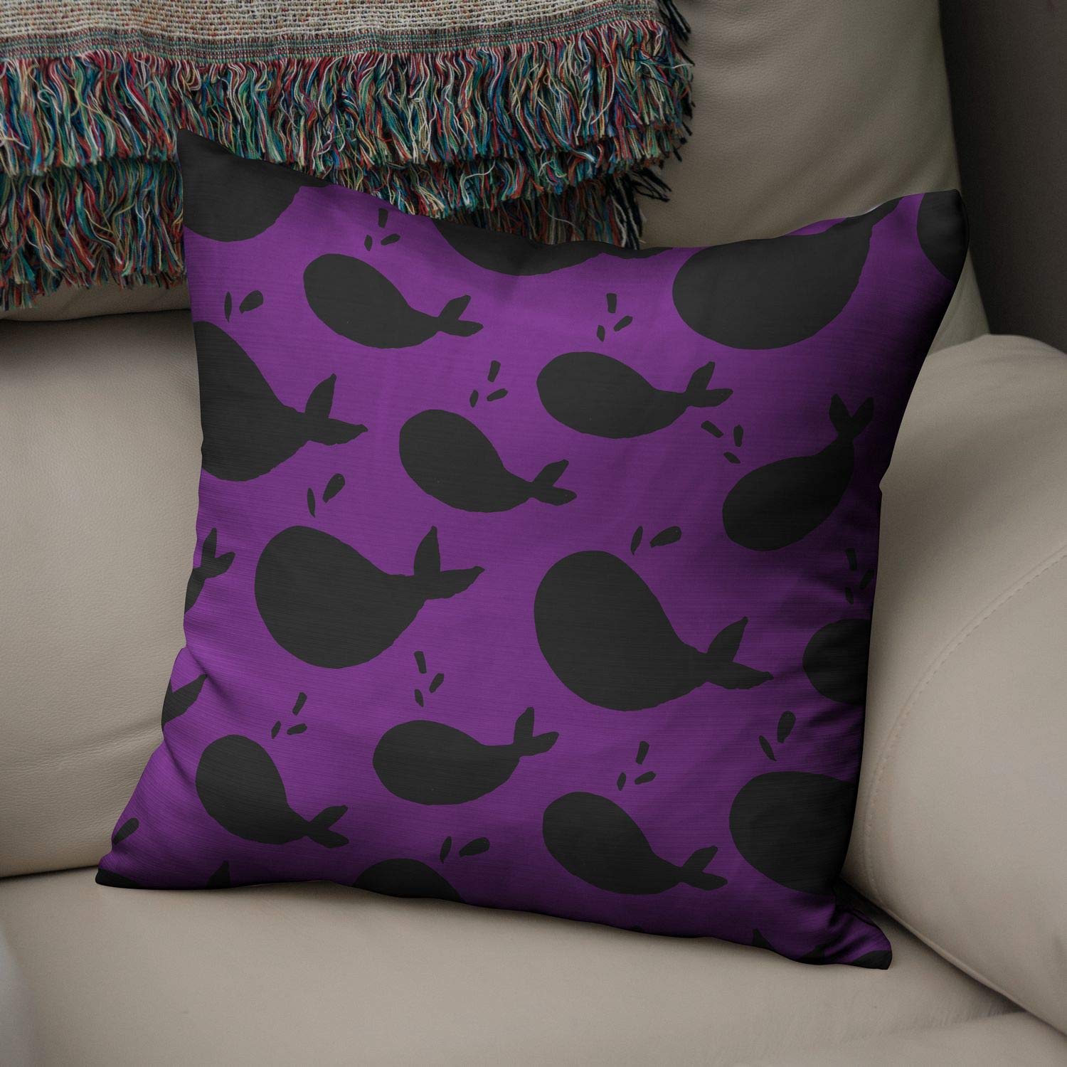 Bonamaison Decorative Cushion Cover Purple & Black, Throw Pillow Covers, Home Decorative Pillowcases for Livingroom, Sofa, Bedroom, Size: 50x50 Cm - Designed and Manufactured in Turkey