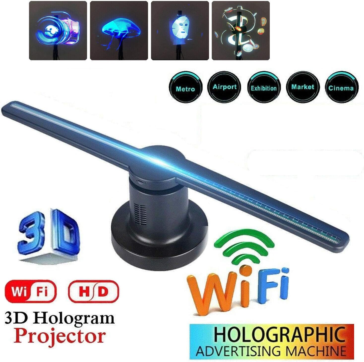 FairytaleMM 3D LED WiFi Proyector holográfico Pantalla Ventilador ...