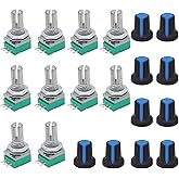 TWTADE 10Pcs Single Linear Rotary Seal Amplifier Potentiometers Type 10k Ohm Knurled Shaft 3Pin RK097N-3-10K