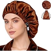 Satin Bonnet 2Pcs Silk Bonnet Hair Bonnets For Sleeping Silky Soft Sleep Cap Womens Night Curly Natural Hair Caps