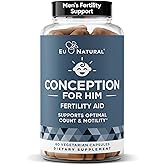 Eu Natural Conception for Him - Male Fertility Supplements with Ashwagandha, Folate & Zinc - Sperm Count, Motility & Strength Support - Fertility Support for Men, 60 Vegetarian Capsules