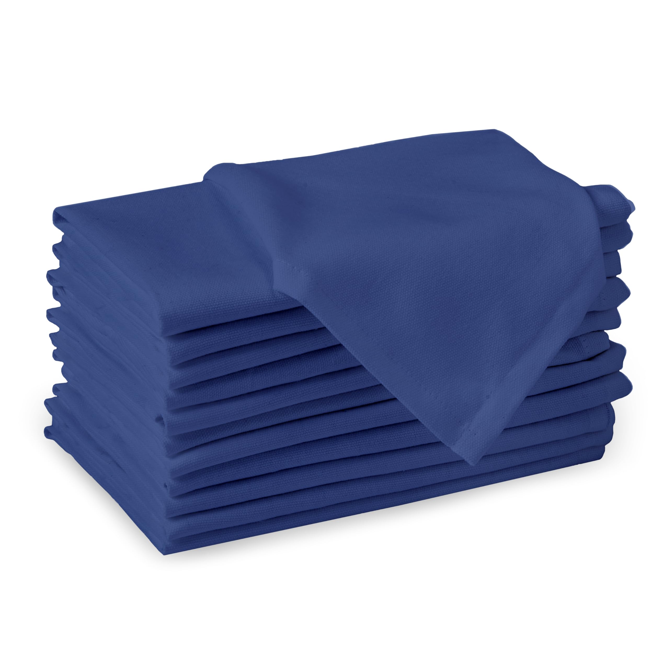Encasa XO Cobalt Blue Cloth Napkins Set of 12, 17x17 in | Solid Color Cotton Dinner Napkins | Washable & Reusable Wedding Napkins for Holiday Dinners, Party, & Everyday Table Decor