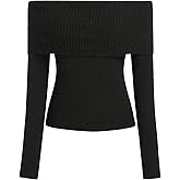 CIDER Women’s Off Shoulder Knitted Long Sleeve Tops Fall Pullover Sweater