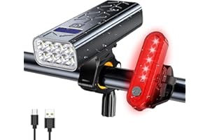 Rechargeable Bike Light Set, 3600 Lumens, USB Bike Lights, Headlights and Tail Lights with 5+4 Light Modes, Waterproof Rechar