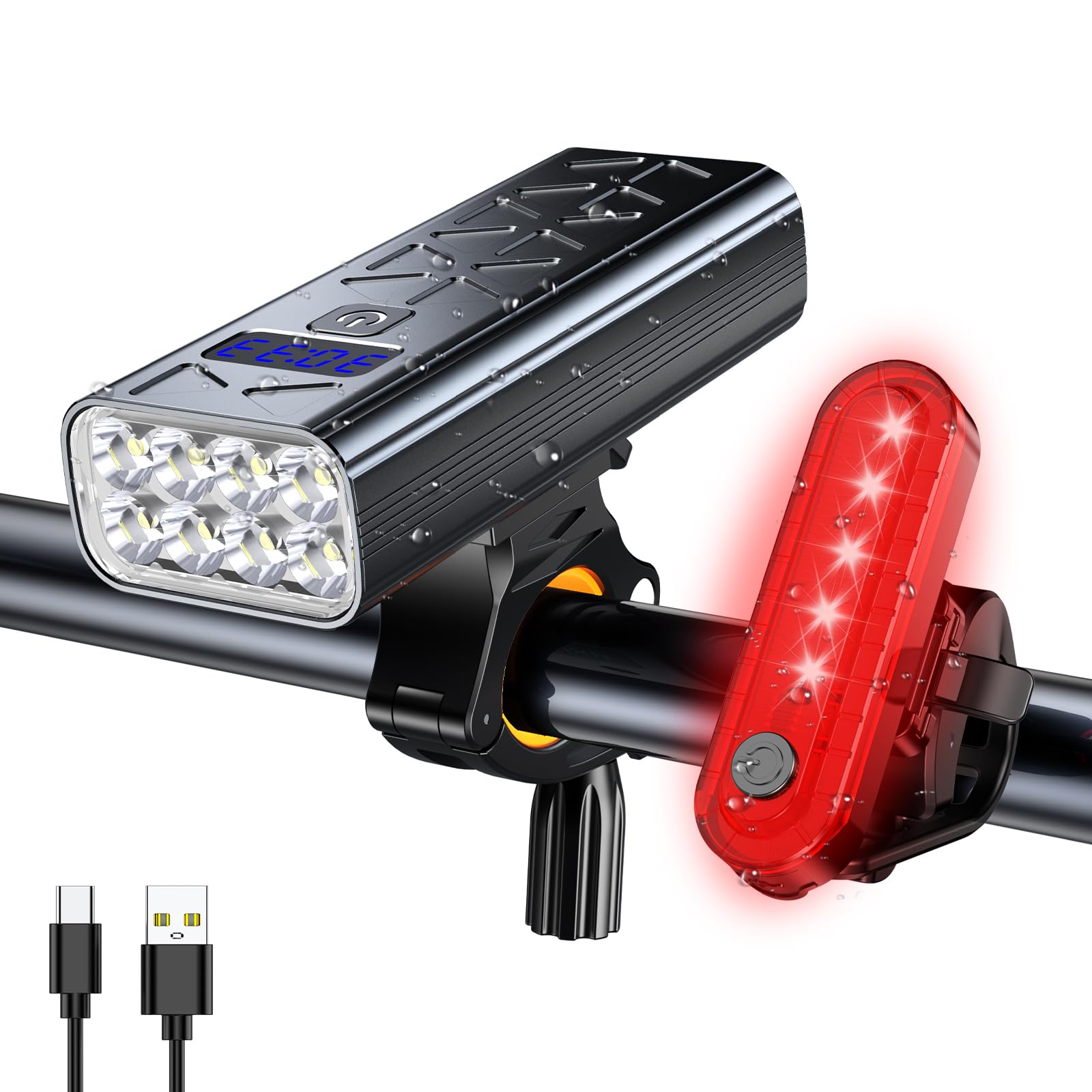 Photo 1 of 3600 Lumens Bike Lights, 8* LED Bike Light, 9600 mAh USB-C Rechargeable Bicycle Headlight with 5?4 Light Modes, IPX6 Waterproof Bicycle Lights for Mountain Road Cycling Commuting Night Safety