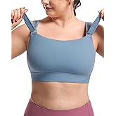 VFUS Women's Sports Bra Wirefree Adjustable Medium-High Support Everyday Wear for Large Bust Plus Size with Removable Pads