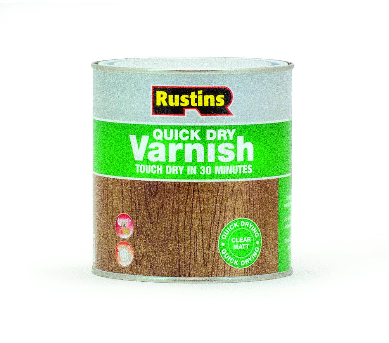 Rustins AVMC1000 Quick Dry Varnish Matt Clear 1l- Fast-Drying Water-Based Wood Varnish; Durable Non-Yellowing Finish in Gloss, Satin or Matt for Indoor Use