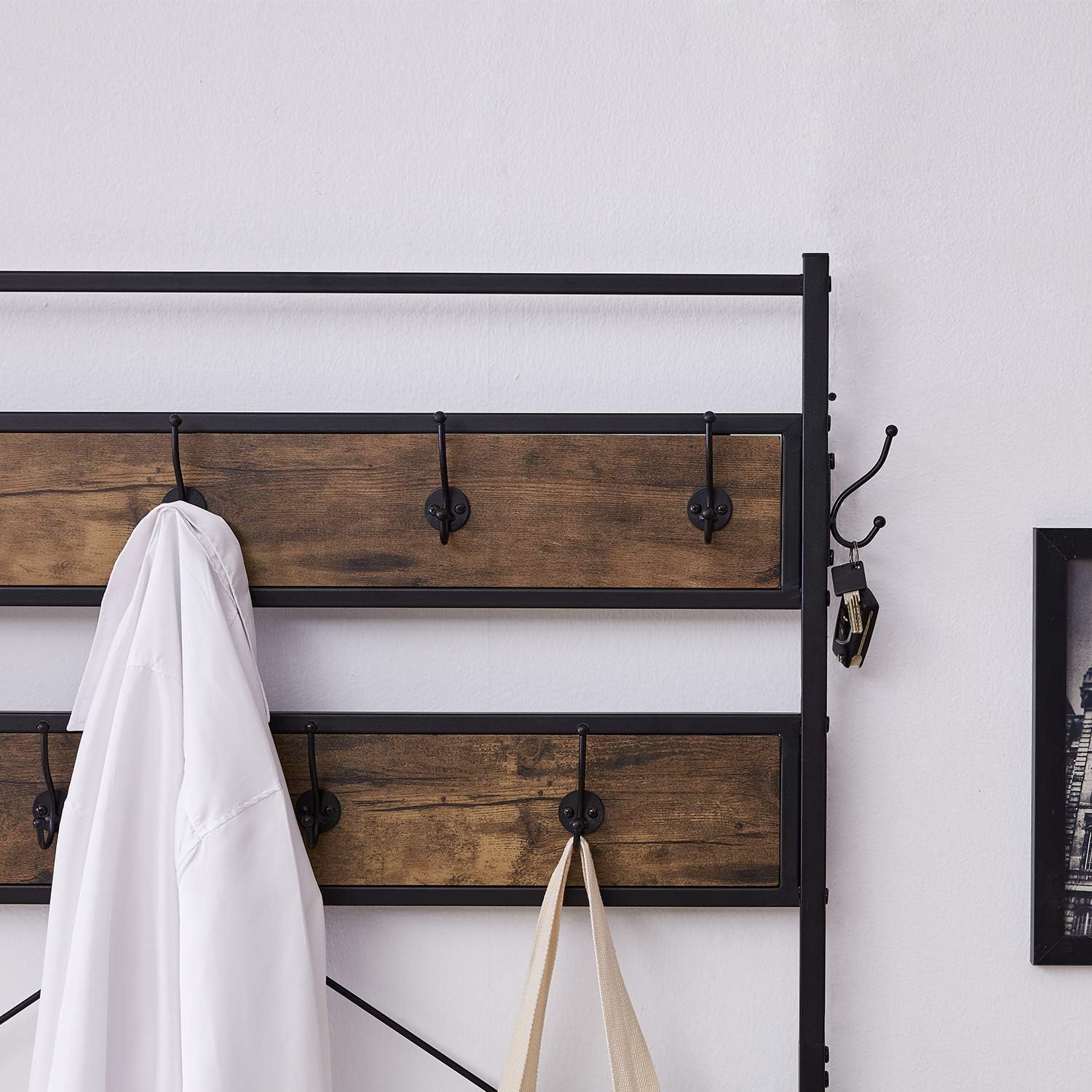 3-in-1 Entryway Coat Rack,Vintage Industrial Hall Tree 72 Inch with Storage Bench and Coat Racks Entryway Storage Shelf Organizer with 9 Hooks， Large Size, Wood Look Accent Furniture with Metal Frame: Home & Kitchen