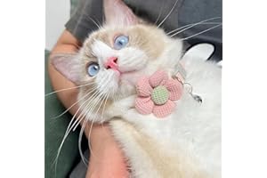 Small Dog Collar with Flower, Cat Collar Dog Collars for Small Dogs Cute Dog Collar with Bell, Adjustable Length (Pink)