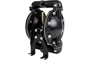 GCCSJ Air Operated Double Diaphragm Pump 1 inch Inlet/Outlet Pneumatic Chemical QBY4-25L 31 GPM Dual Diaphram Polypropylene Nitrile Rubber by Stainless Steel Iron 115 PSI