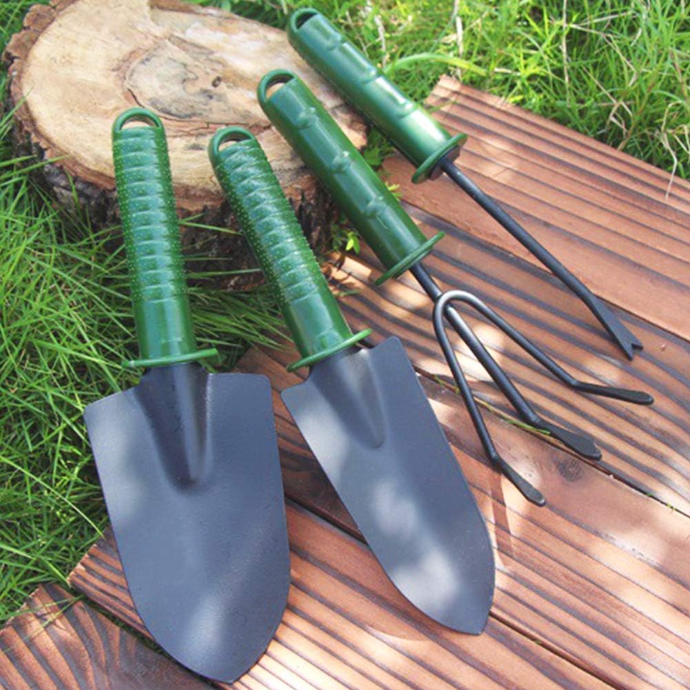 Janeflower Garden Tool Set 4 Pieces of Iron Hand Shovel Transplant Shovel Incubator Hand Rake and Drafter Non-Slip Handle Garden Lawn Gift (JF000002) : Garden & Outdoor