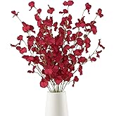 IPOPU Sweet Pea Flowers Artificial,8PCS Red Flowers 39" Faux Flowers Bulk Long Stem Artificial Flowers for Tall Vase Wedding Party Home Decoration(Red)