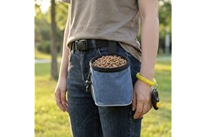 Dog Treat Pouch with Training Clicker, Hands-Free Dog Walking Treat Bag with Waist Belt & Poop Bag Pocket for Outdoor Walks D