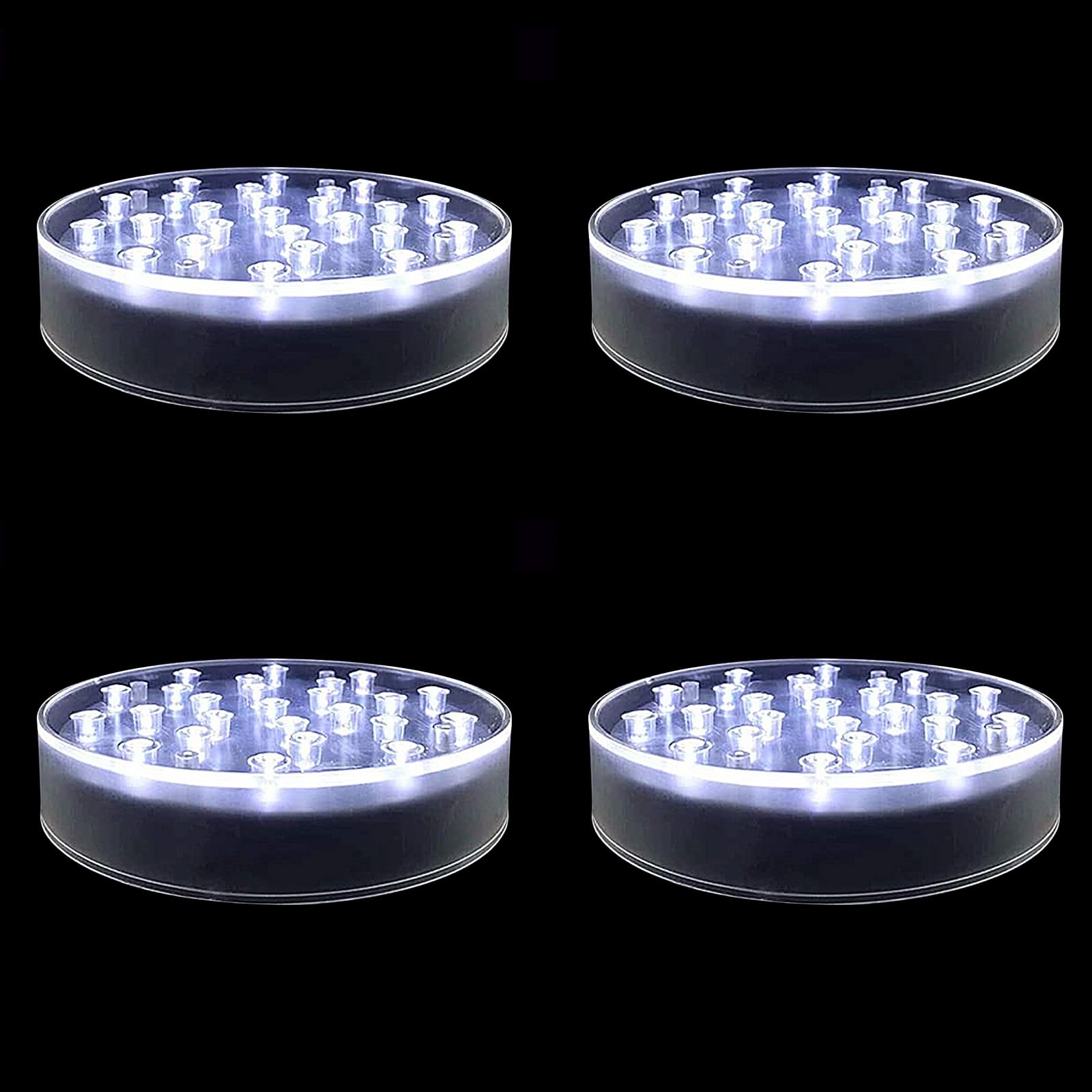 Photo 1 of LARDUX Pack of 4 Led Light Base - 6 Inch Round Display Pedestal Light Stand Plate Flat for 3D Crystal Cube Glass Art Acrylic Statues - USB Charge or Battery Powered