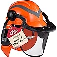 SAFEYEAR Forestry Hard Hat, Cap Style Chainsaw Safety Helmet with 4 Point Ratchet Suspension for Women & Men, with Adjustable Ear Muffs & Face Shield Visor, Neck Shade,Anti Impact Work Gloves