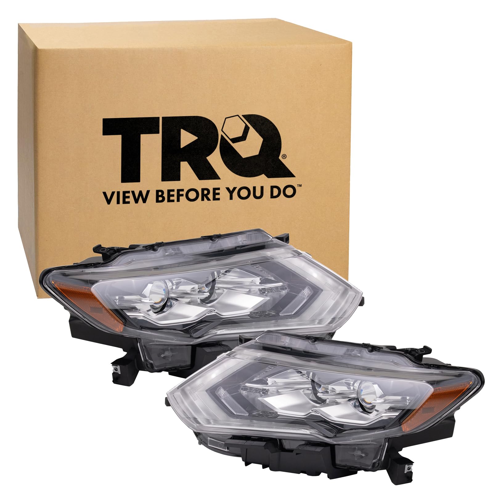 TRQ 2 Piece Headlight Assembly Set LED Driver & Passenger Side Compatible with Nissan Rogue 2019-2020 NI2502272 NI2503272 260106FL7A 260606FL7A