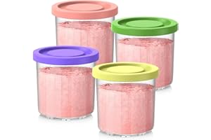 Omnikit Containers Replacement for Ninja Creami Pints and Lids - 4 Pack, 16oz Cups Compatible with NC301 NC300 NC299AMZ NC290 Series Ice Cream Maker - Airtight Anti-slip BPA-Free Dishwasher Safe