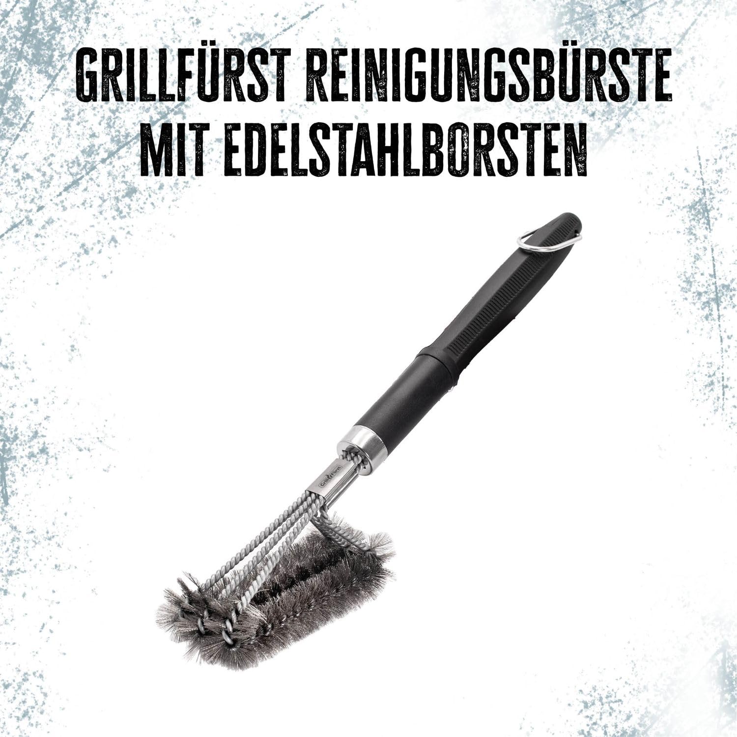 2X Grillfürst Premium Grillbürste mit Edelstahl Borsten, 45 cm - Grill Reinigungsbürste für Grillrost, Grillrost Bürste mit langem 3-Fach Bürstenkopf 2