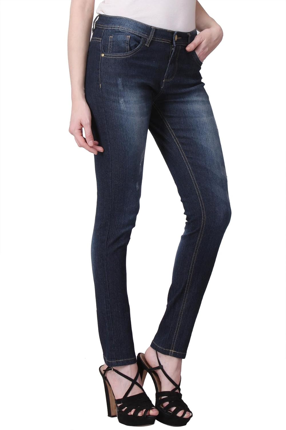 kotty women's cotton ripped-stone-washed jeans