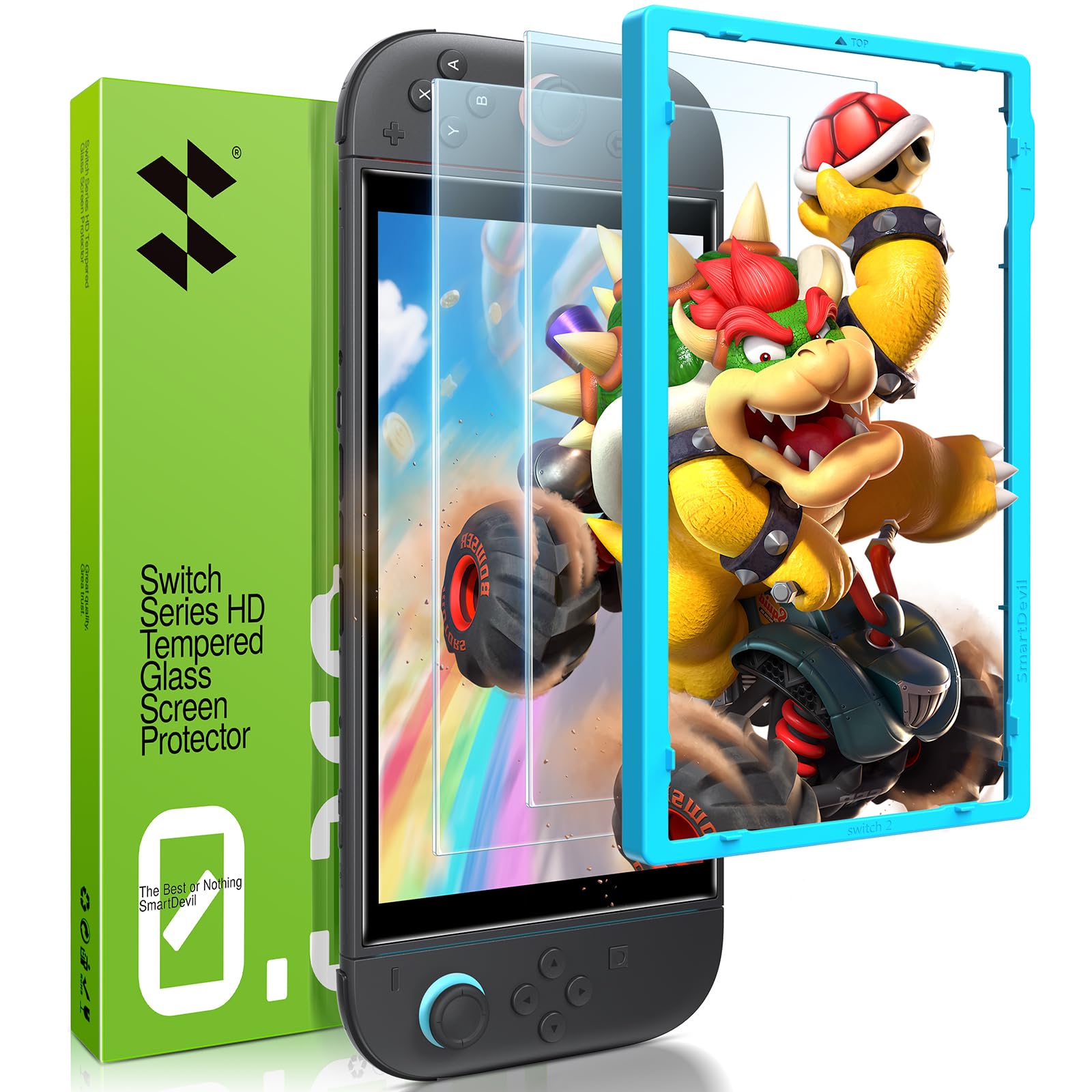 SMARTDEVIL 2-Pack for Nintendo Switch 2 oled Screen Protector (2025 Model, 7.9 inch), 9H Tempered Glass, HD Clear, Easy Installation, Anti-Scratch, Bubble Free, Dock Friendly