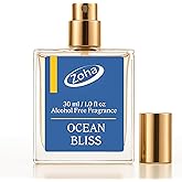 Zoha Ocean Bliss - Ocean Perfume for Women and Men, Skin-Friendly, Alcohol-Free Perfume Oil, Travel Size Clean Parfum, 30ml Spray