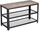 VASAGLE Shoe Bench 2 Shelves Entryway Organiser 30x73x45 cm Oak Beige White view 1