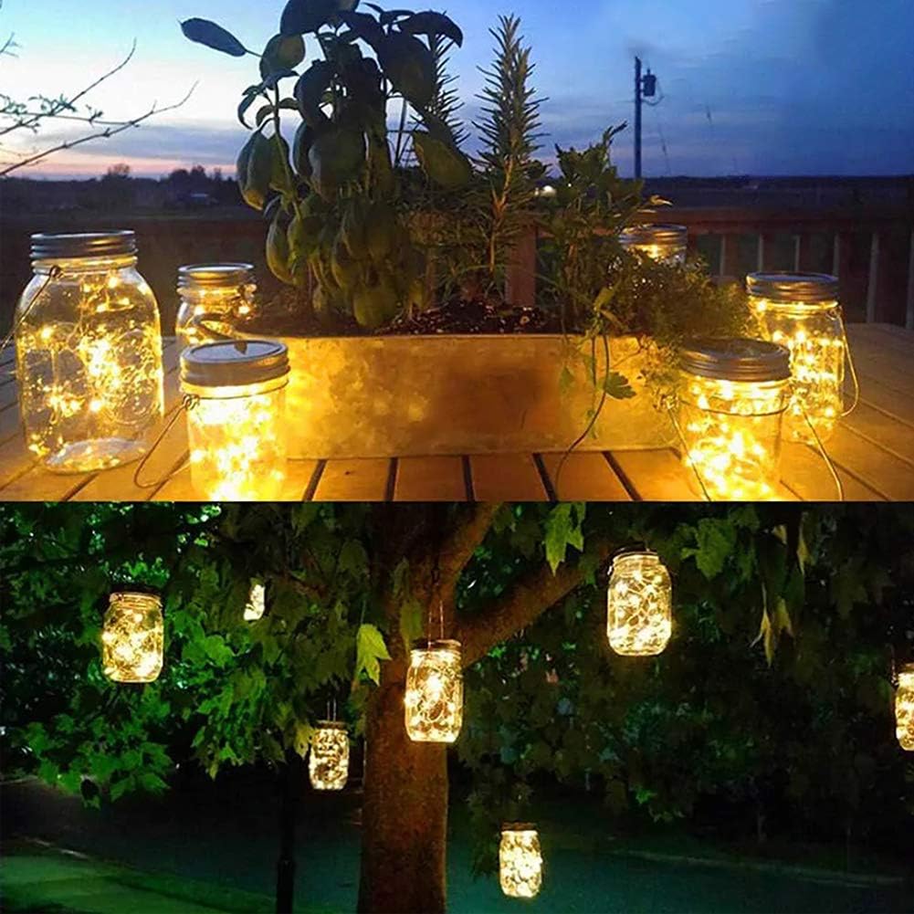 Solar Mason Jar Lights, 4 Pack 30LED Hanging Lanterns with IP65 Waterproof Design for Indoor/Outdoor Garden, Patio, Wedding - Image 5