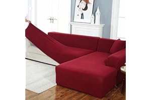 HELWYTH STANDARD Couch Covers L Shaped Sectional,Sectional Sofa L Shape,Purefit Super Stretch Sofa Slipcover,Thick Couch Covers for 1 2 3 4 Seater, Sectional Sofa L Shape (Red, L-Shape:2 Seater+3 Seater)