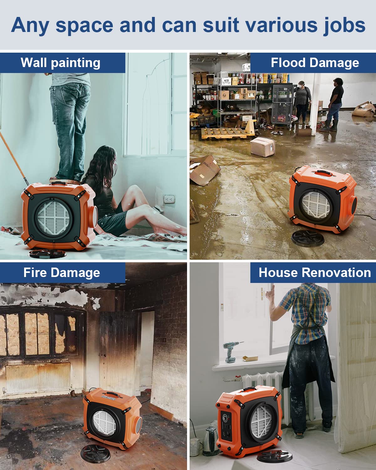 ALORAIR PureAiro HEPA Max 970 industrial Air Scrubber, 3-Stage Filtration System, GFCI Outlet, Negative Air Scrubber Water Damage Restoration Interior Decoration