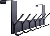 WEBI Over The Door Hook 6 Hooks Black - No Drill Towel Coat Rack